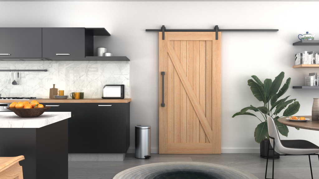 Barn door timber interior door